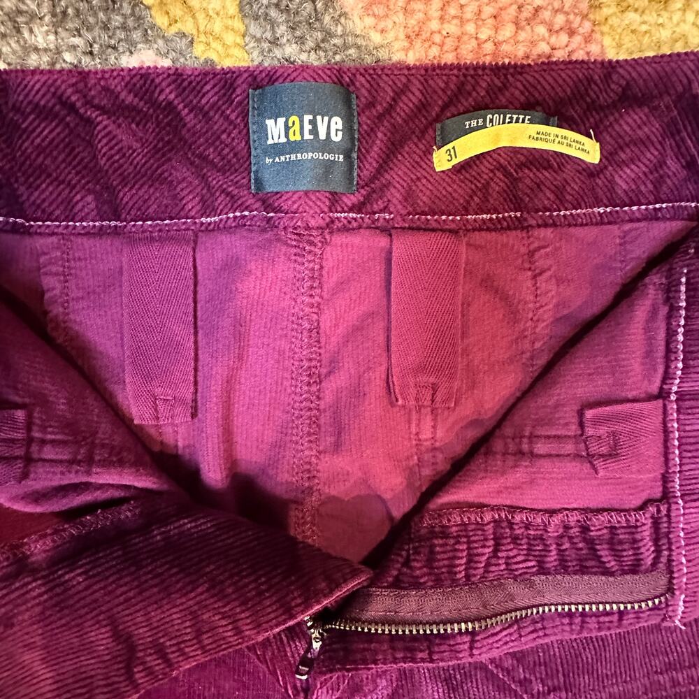 Maeve The Collette Purple Corduroy Wide Leg Crop Pants - Picture 2 of 6